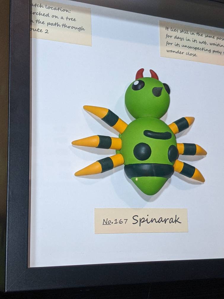 Handmade Pokemon inspired taxidermy of spinarak